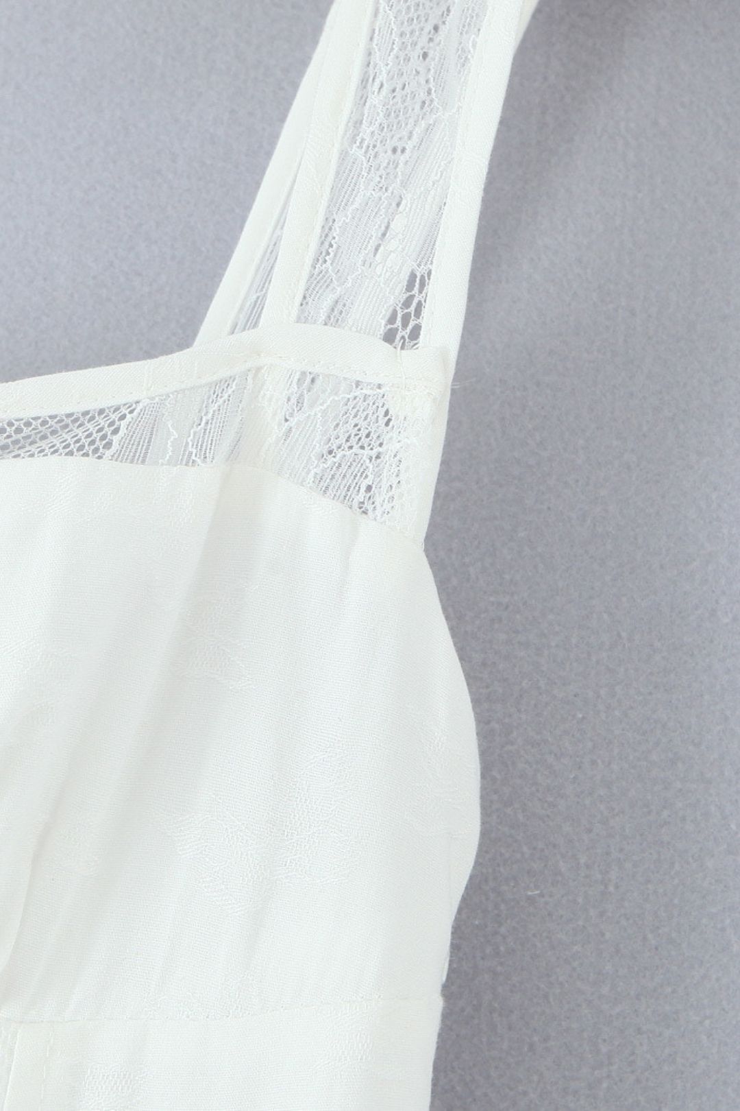 White Lace Spliced Waist Slimming Suspender Dress