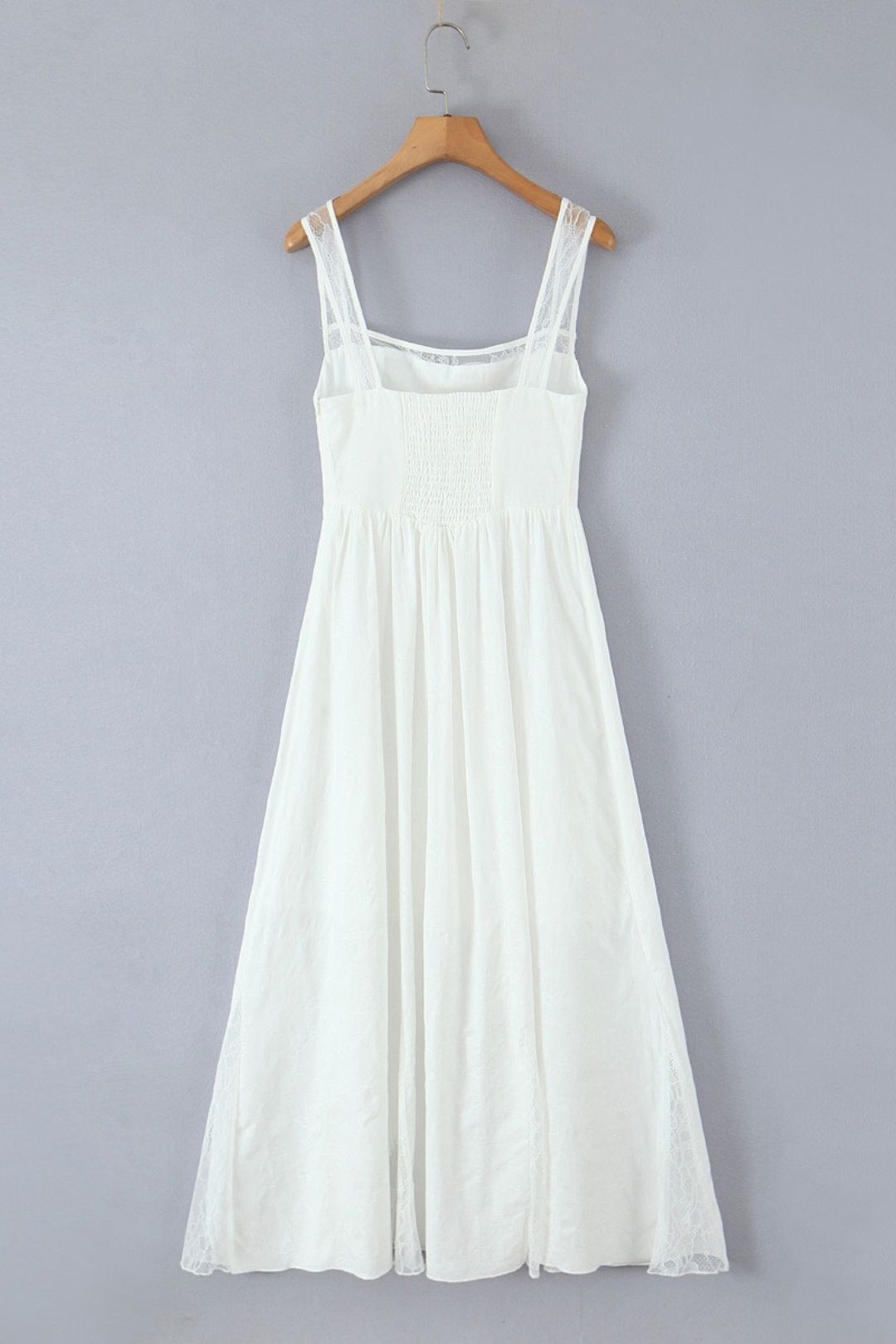 White Lace Spliced Waist Slimming Suspender Dress