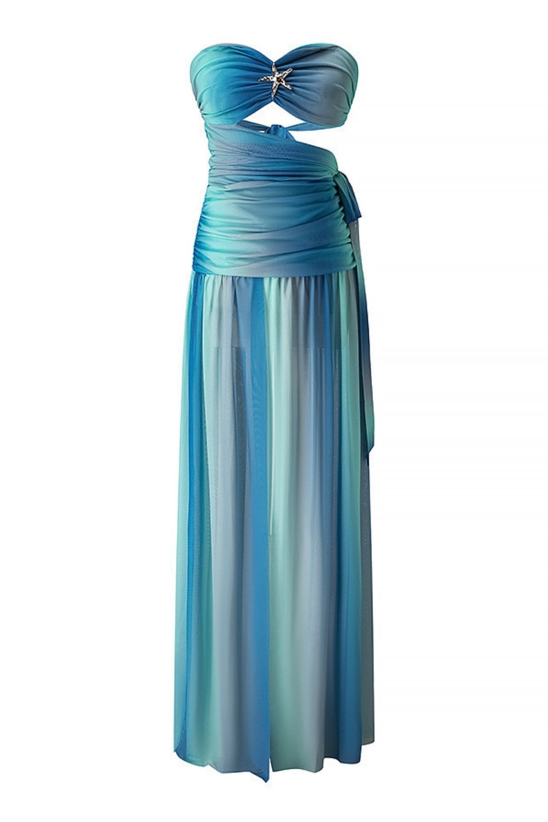 Sexy Bow-Decorated Hollow Print Contrast Color Wrap-On Backless Dress