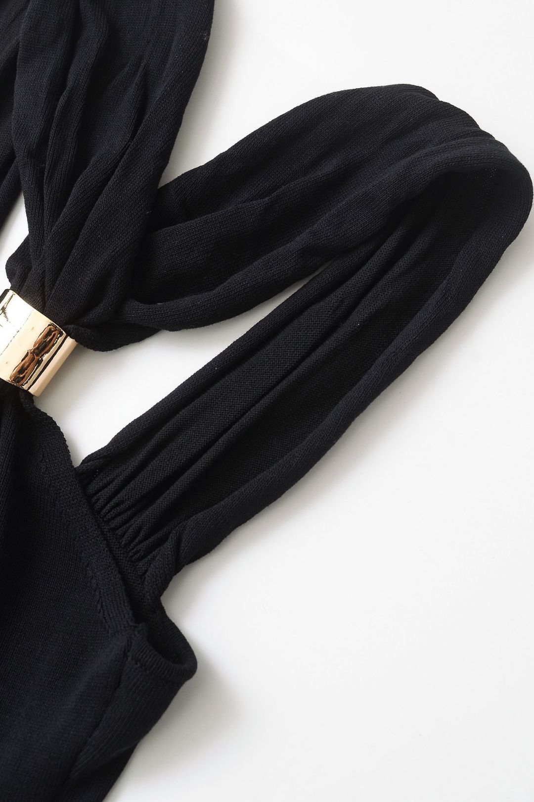 Slim Gold Inlaid Knitted Halter Neck Dress