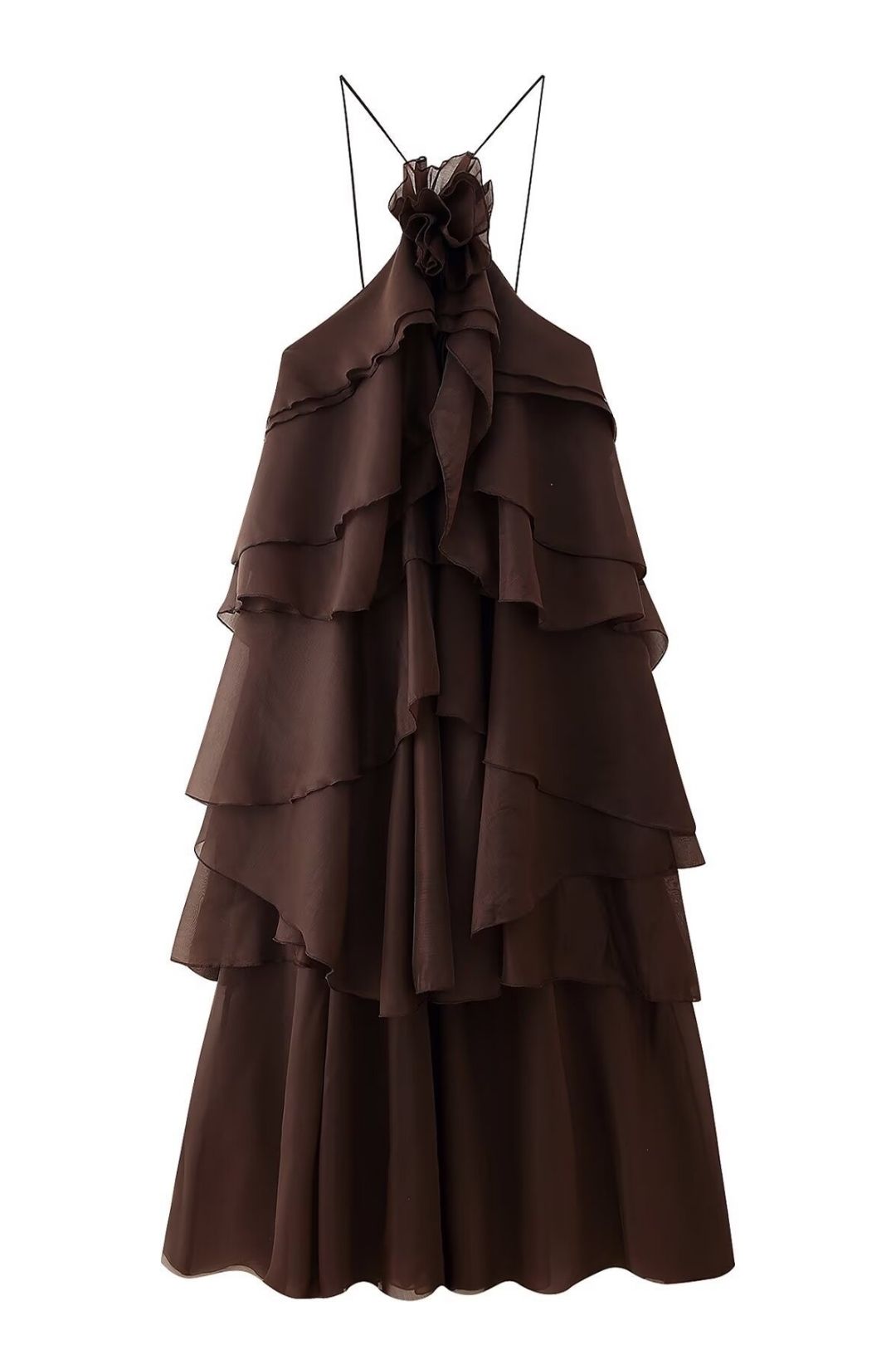 Three-Dimensional Flower Layered Decorative Suspender Dress