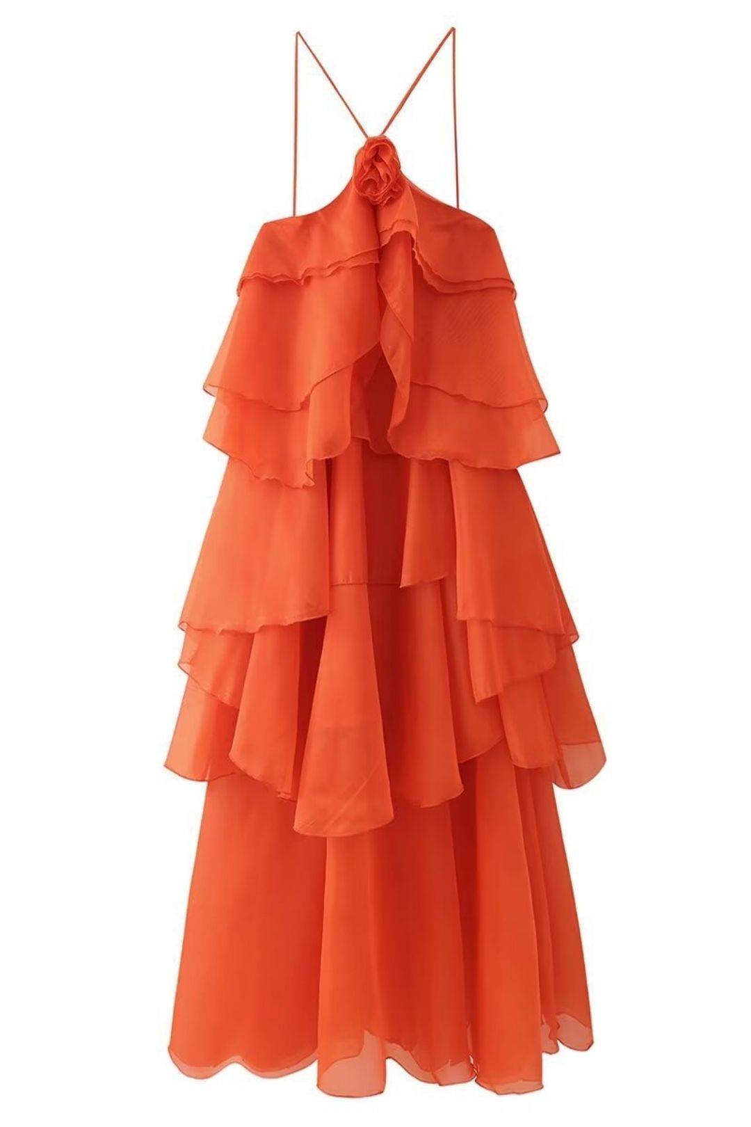 Three-Dimensional Flower Layered Decorative Suspender Dress