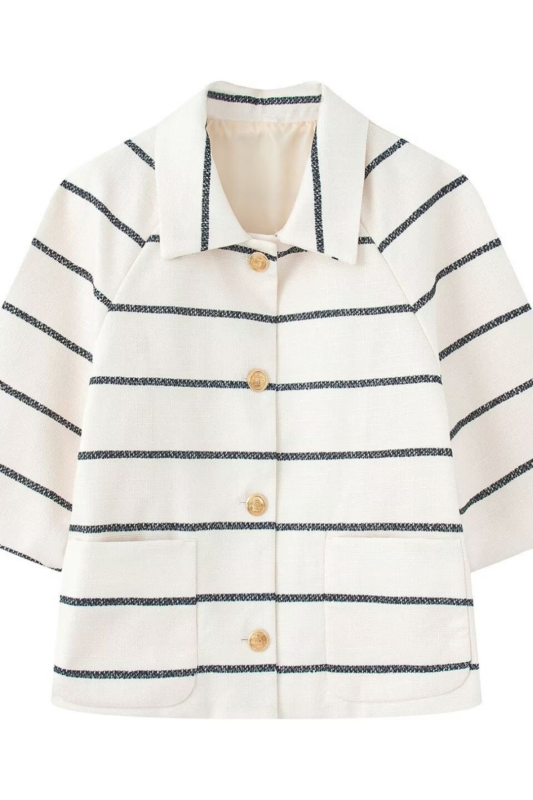 Striped Chanel Style Short Sleeve Shorts Set