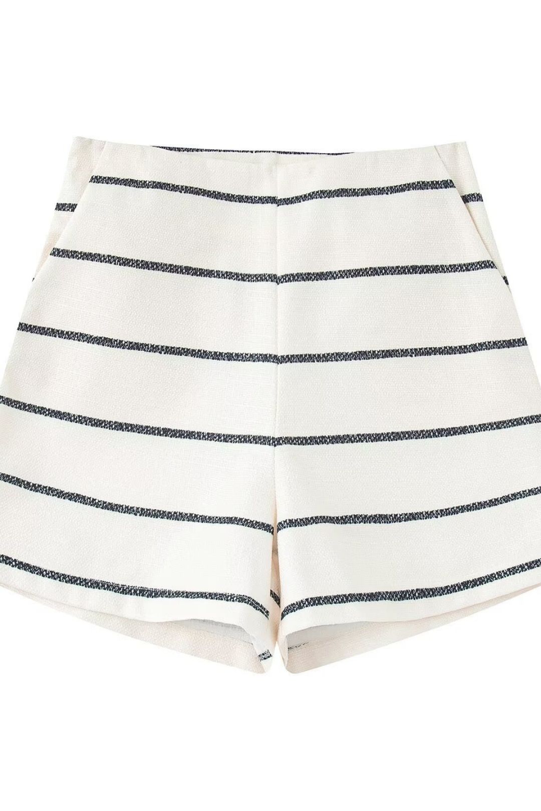 Striped Chanel Style Short Sleeve Shorts Set