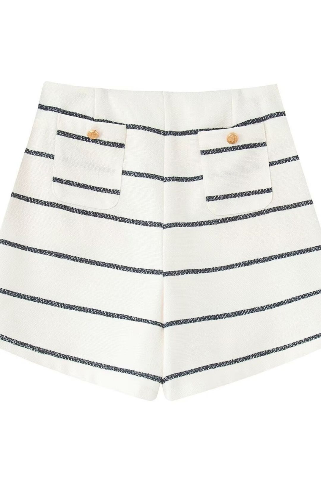 Striped Chanel Style Short Sleeve Shorts Set