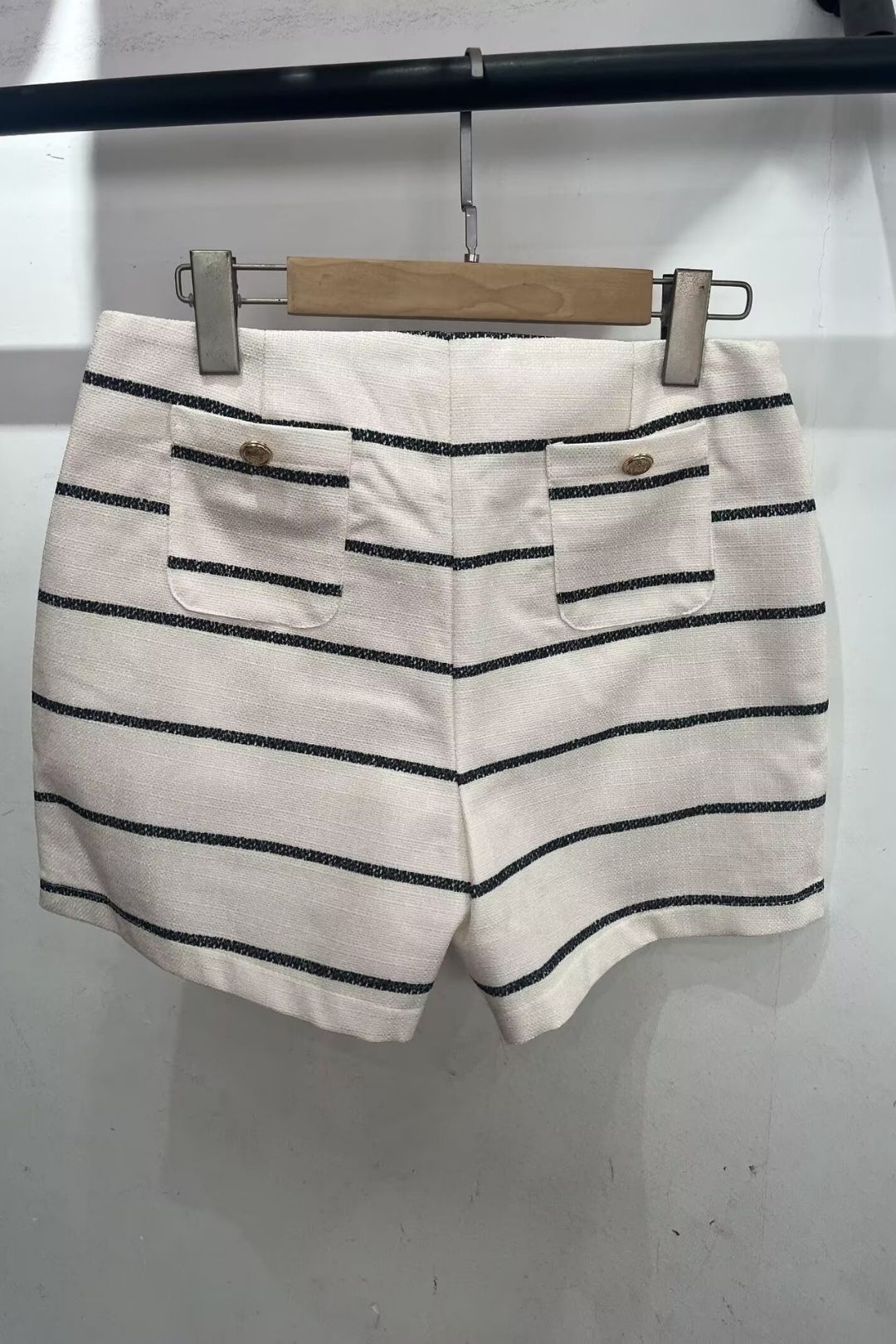 Striped Chanel Style Short Sleeve Shorts Set