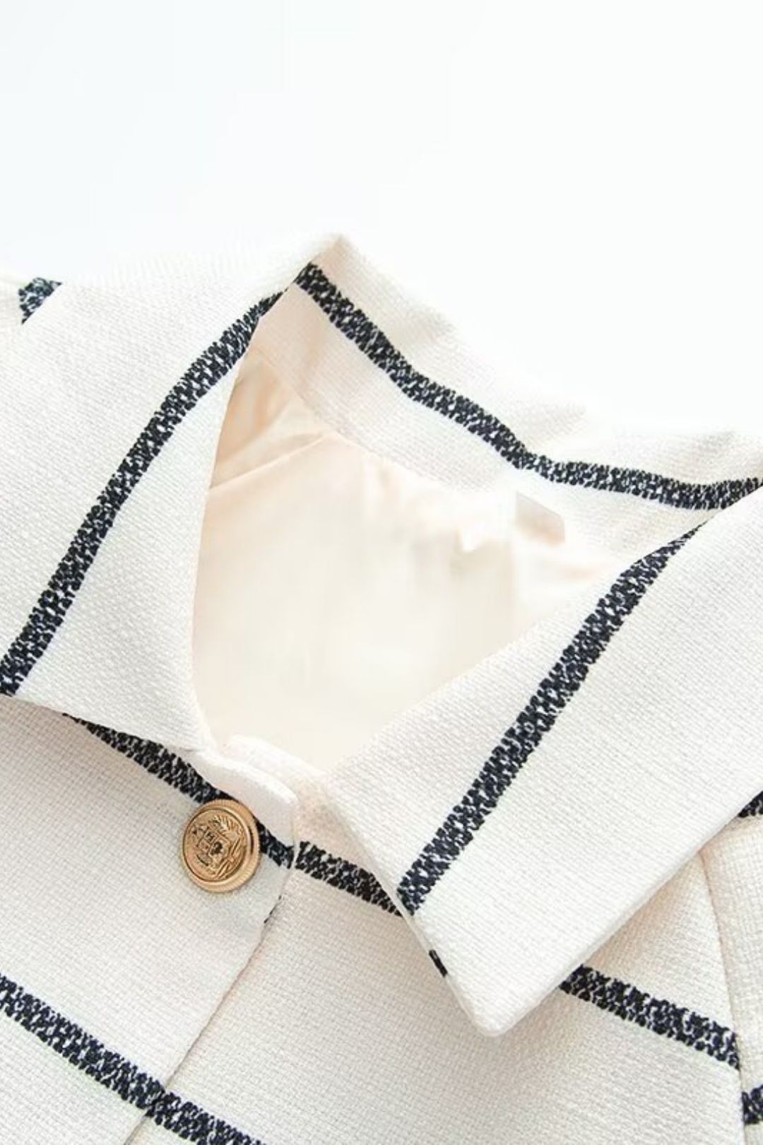 Striped Chanel Style Short Sleeve Shorts Set