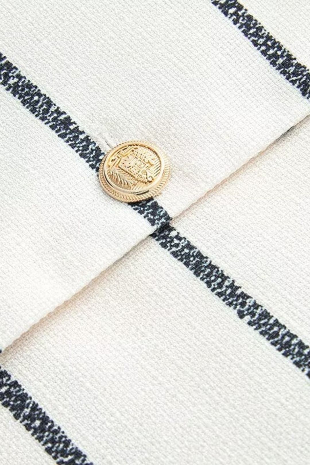 Striped Chanel Style Short Sleeve Shorts Set