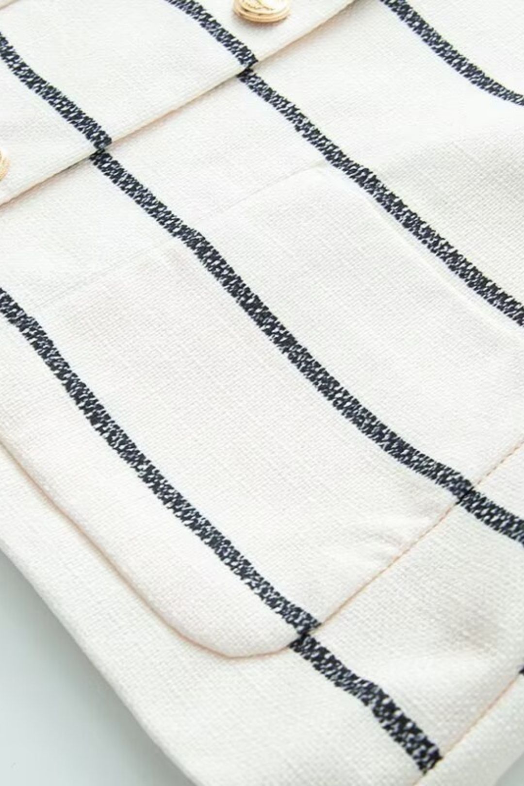 Striped Chanel Style Short Sleeve Shorts Set