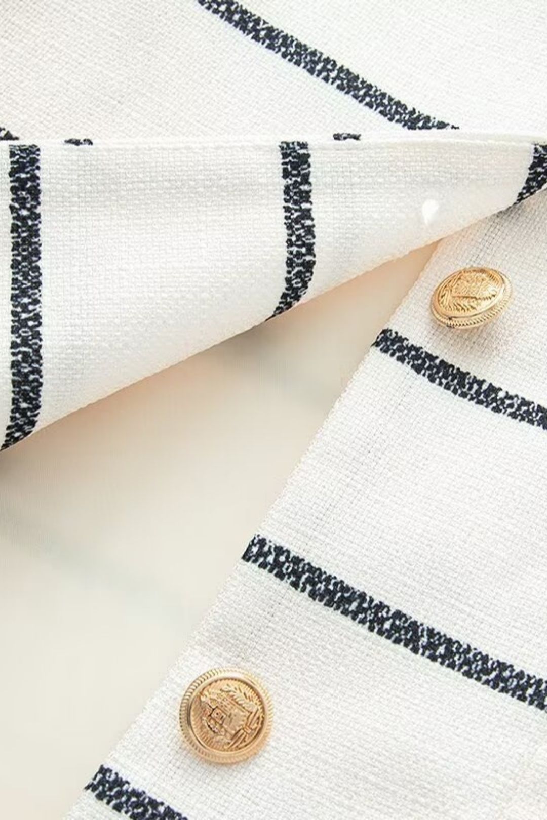 Striped Chanel Style Short Sleeve Shorts Set