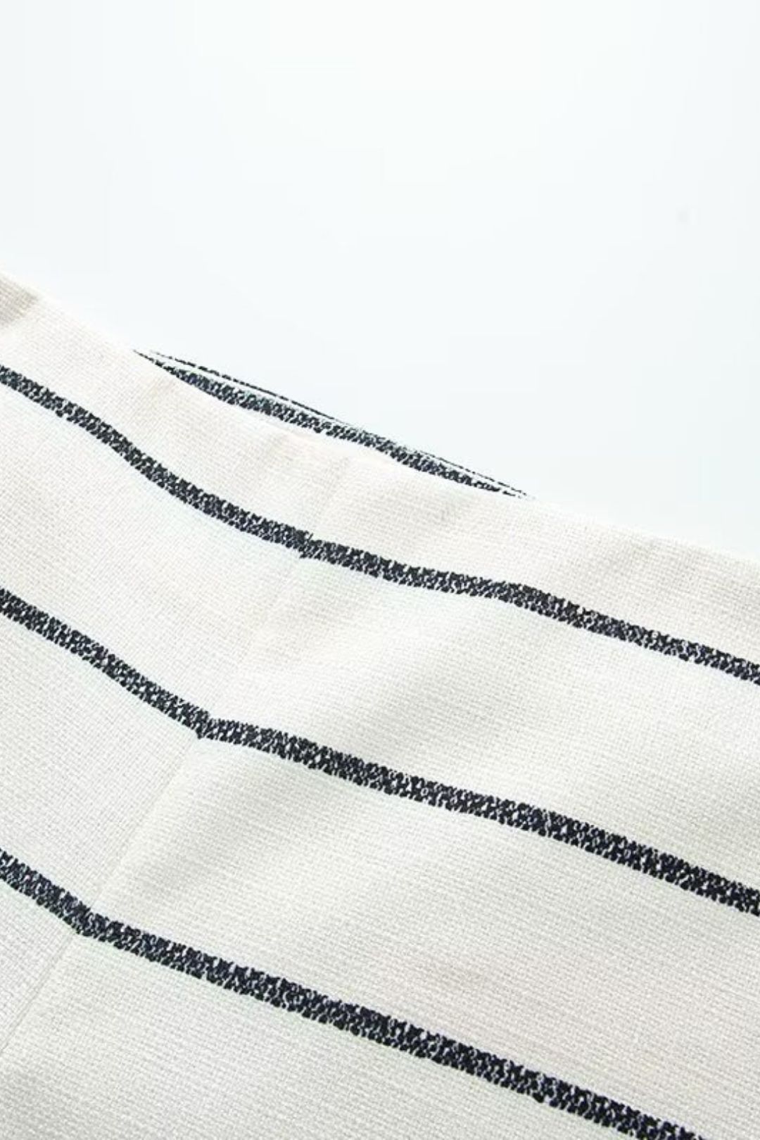 Striped Chanel Style Short Sleeve Shorts Set