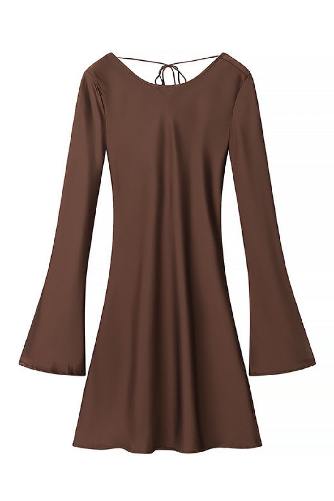 Sexy Backless Lace-up Design Long Sleeve Dress