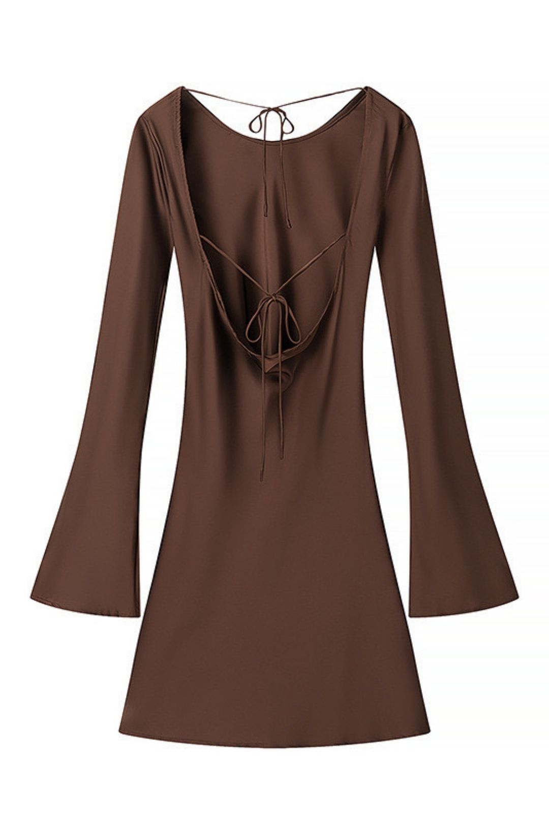 Sexy Backless Lace-up Design Long Sleeve Dress