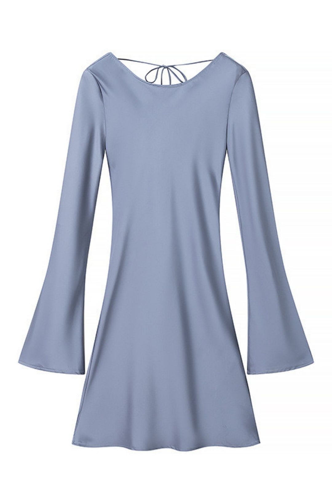 Sexy Backless Lace-up Design Long Sleeve Dress