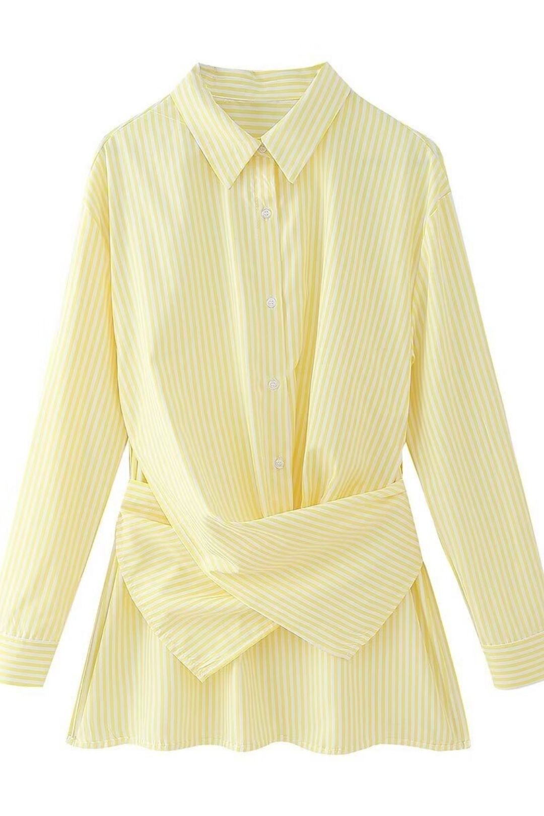 Versatile Tie-strap Lapel Loose Casual Long Sleeve Shirt