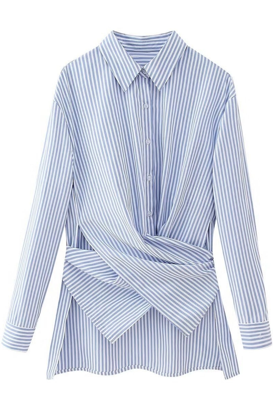 Versatile Tie-strap Lapel Loose Casual Long Sleeve Shirt