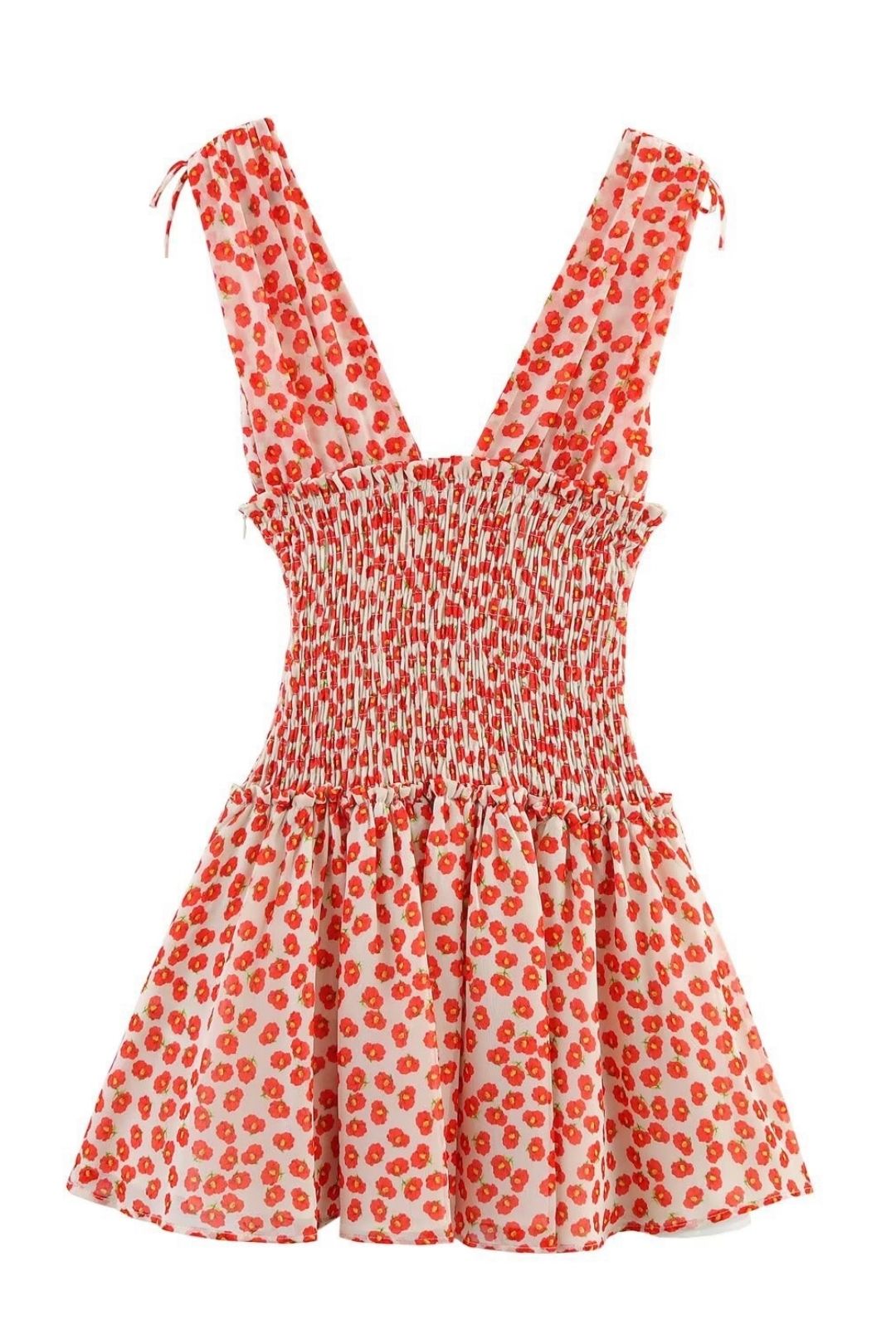 Sexy Backless Slim Fit Printed Deep V-neck Sleeveless Short Dress