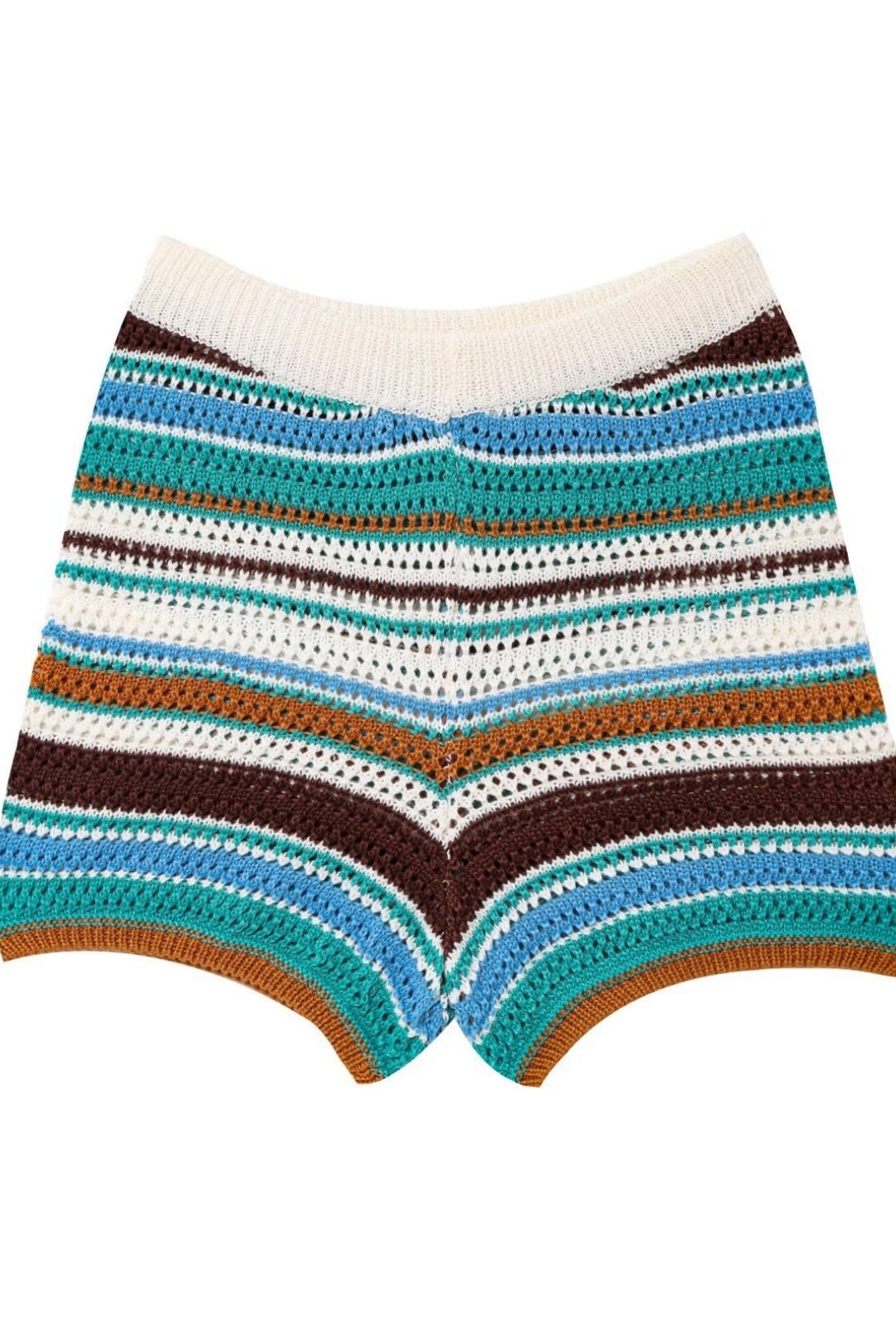 Crochet Lapel Short Sleeve Loose Top High Waist Shorts Set