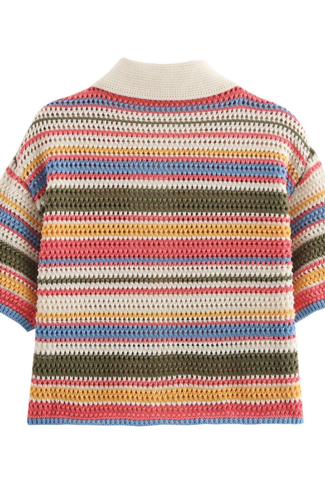 Crochet Lapel Short Sleeve Loose Top High Waist Shorts Set