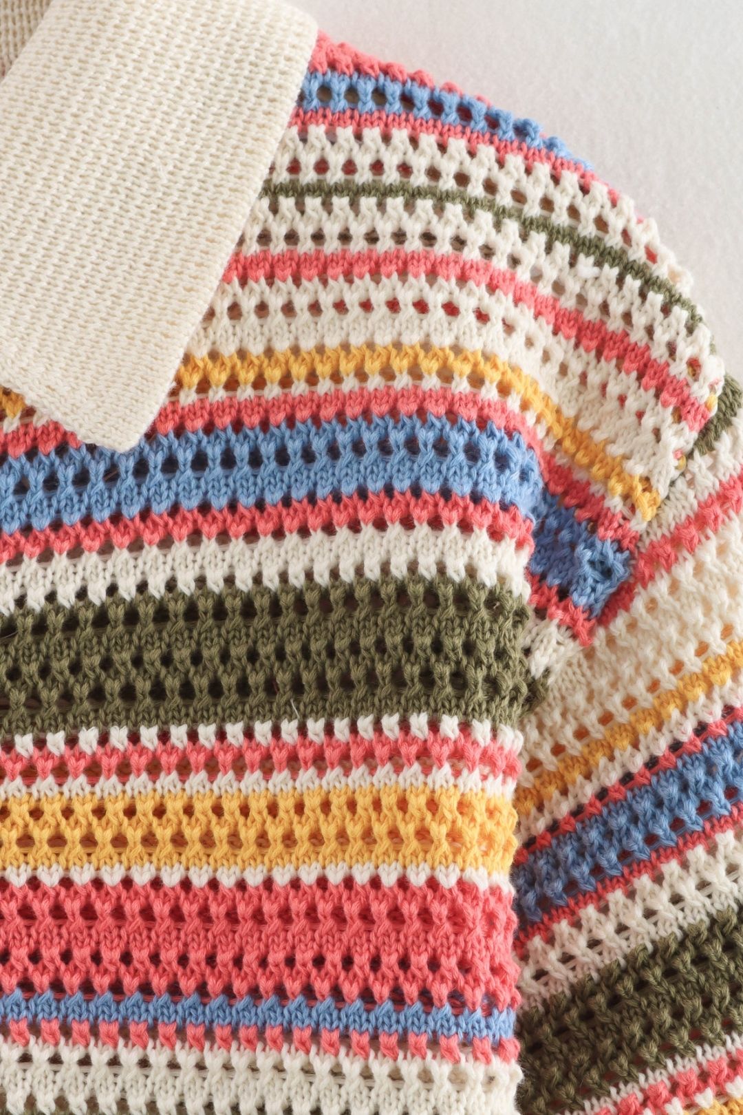 Crochet Lapel Short Sleeve Loose Top High Waist Shorts Set