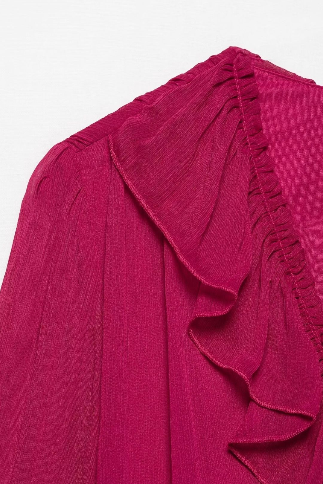 Simple V-neck Long-sleeved Wrinkle Effect Mini Dress