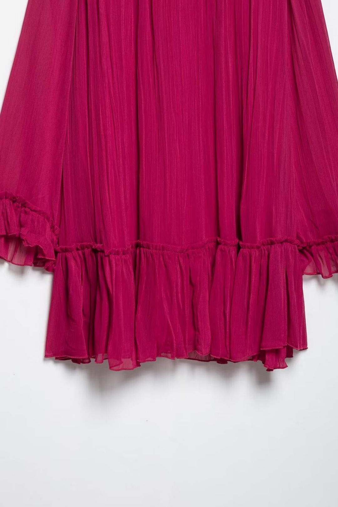 Simple V-neck Long-sleeved Wrinkle Effect Mini Dress