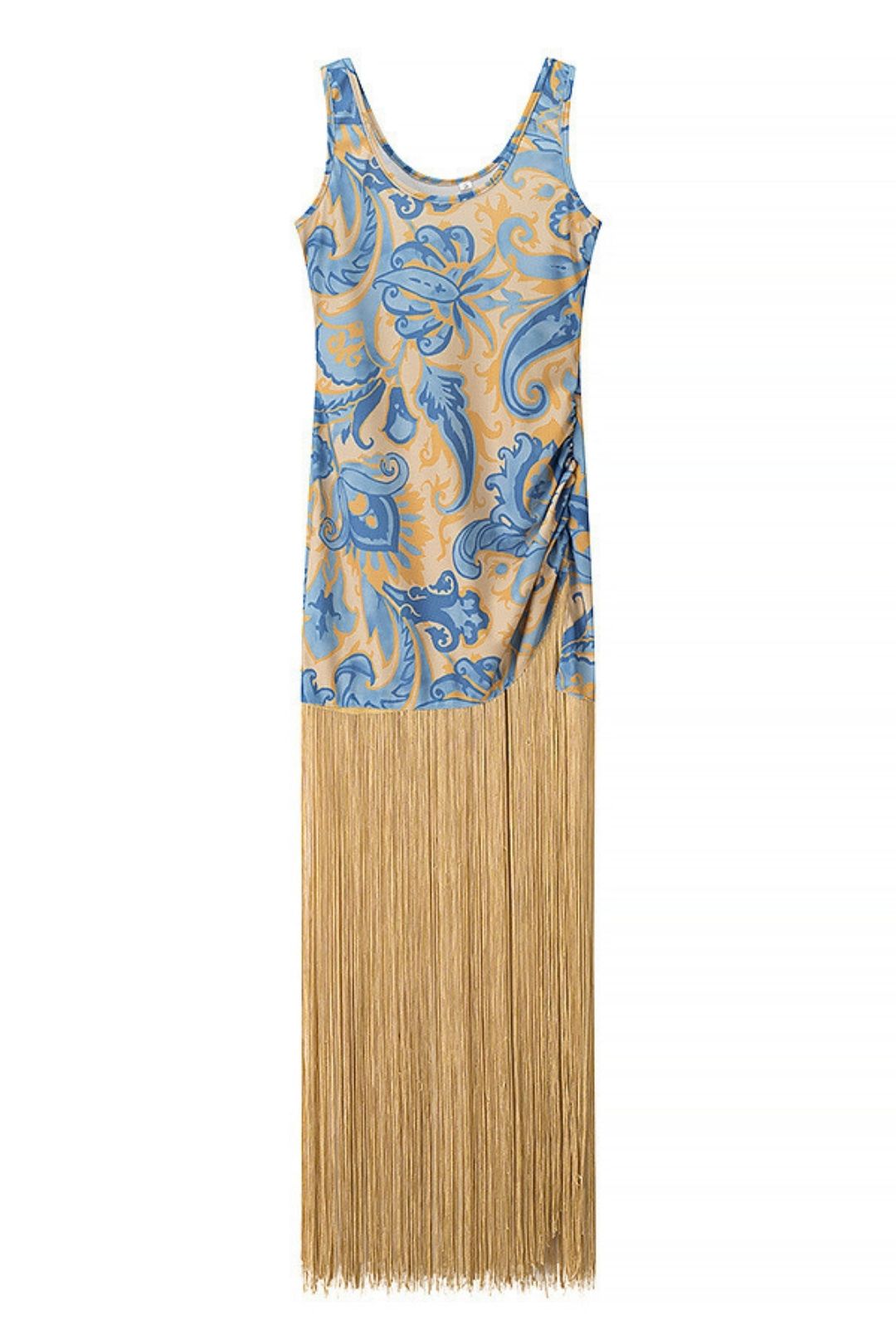 Versatile Printed Tassel Splicing Suspender Dress