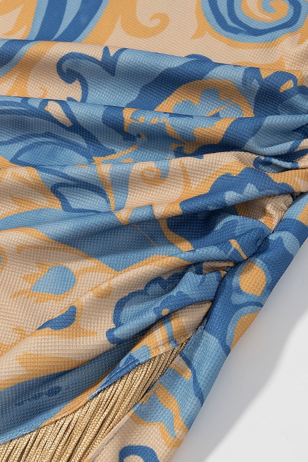 Versatile Printed Tassel Splicing Suspender Dress