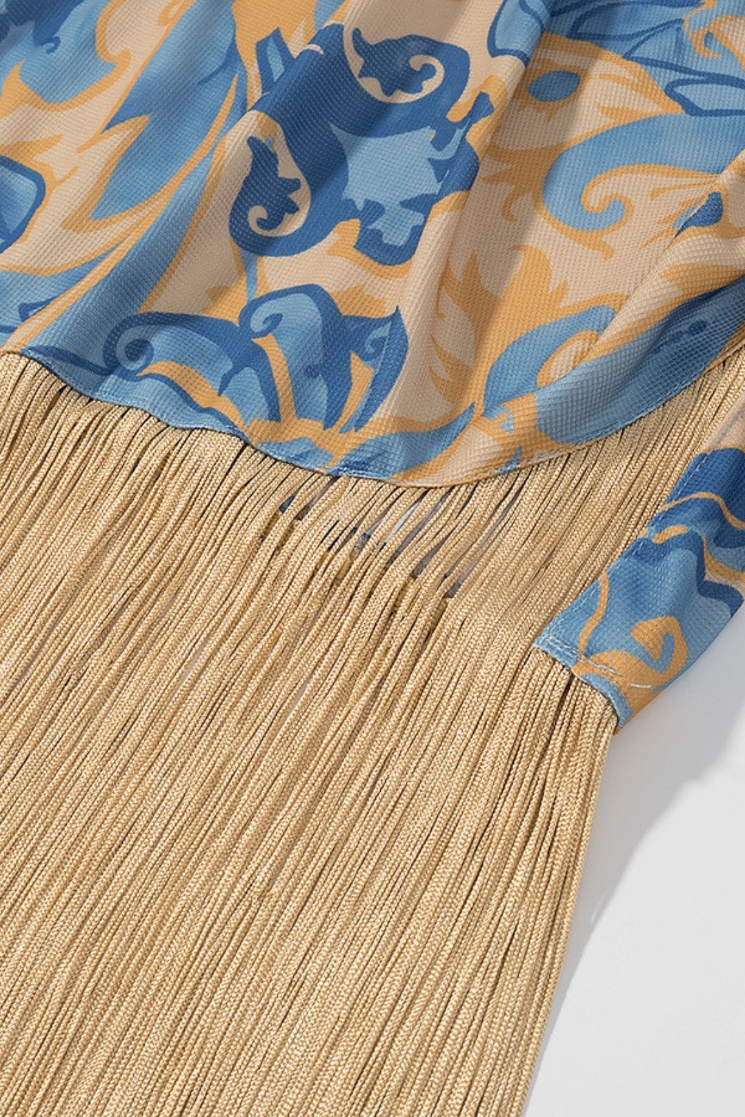 Versatile Printed Tassel Splicing Suspender Dress