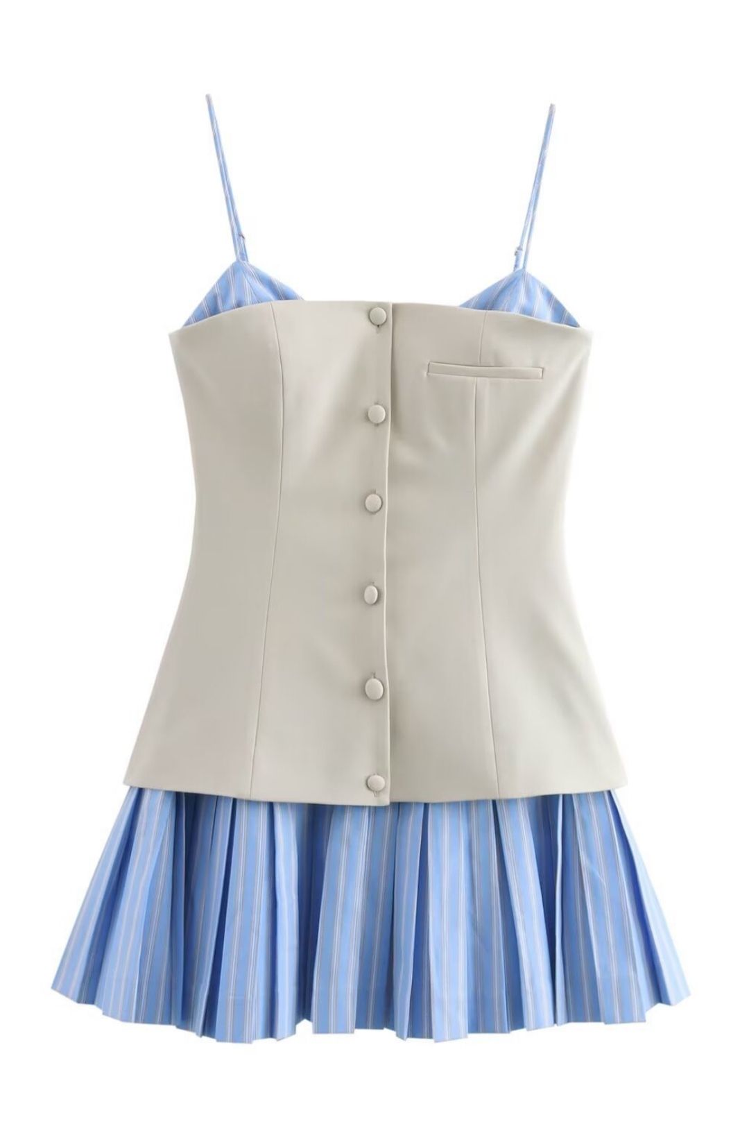 Splicing V-neck Sleeveless Short Suspender Dress
