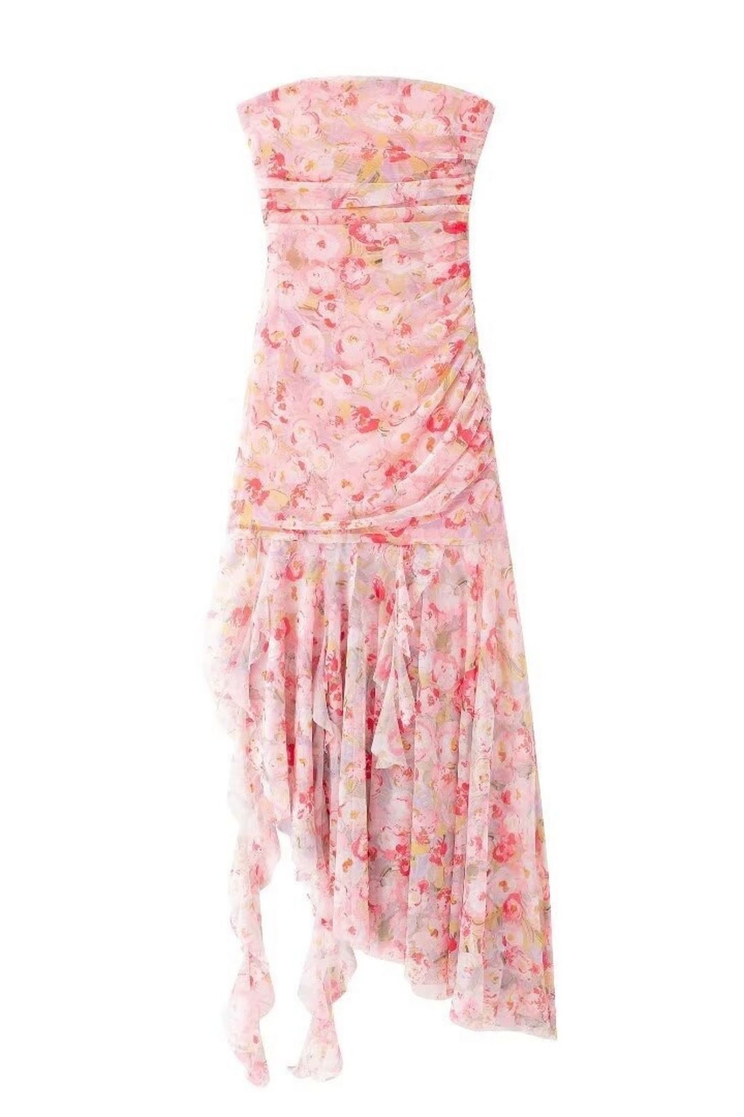 Printed Tulle Sexy Slim Tube Top Dress