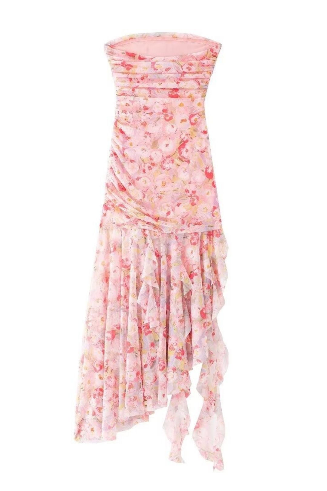 Printed Tulle Sexy Slim Tube Top Dress