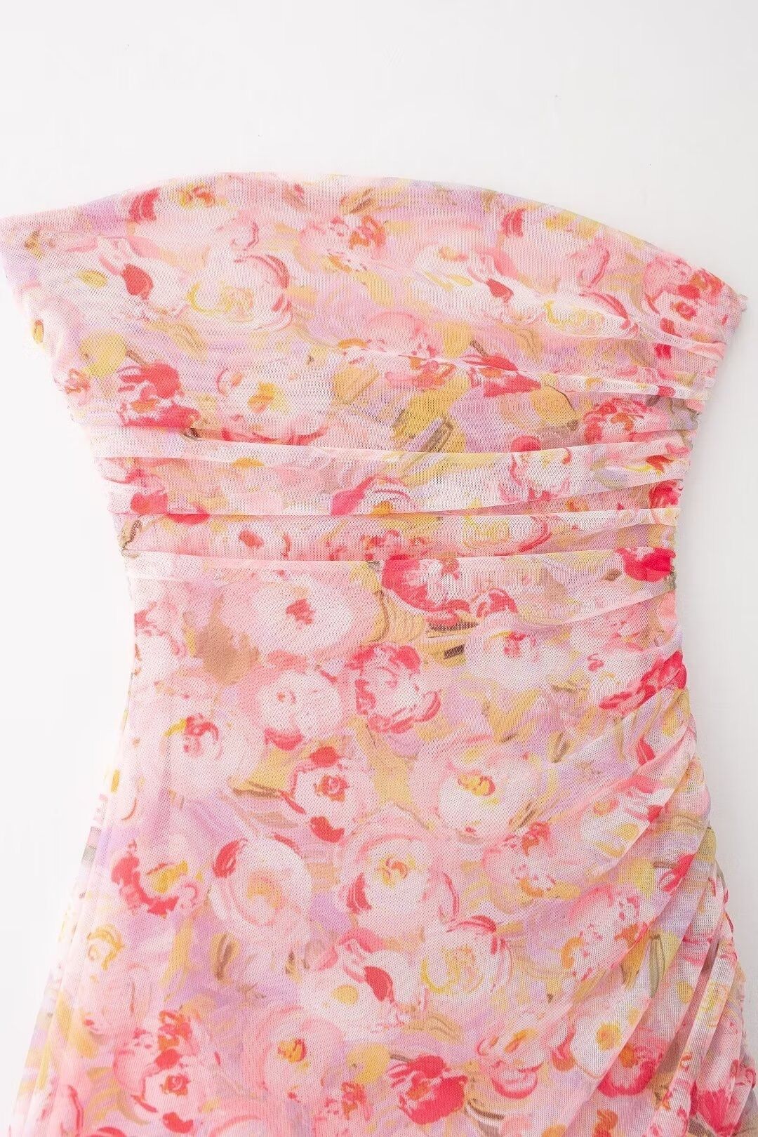 Printed Tulle Sexy Slim Tube Top Dress