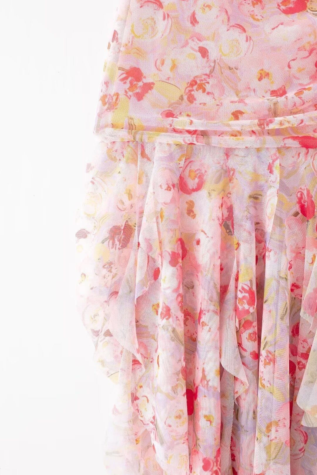 Printed Tulle Sexy Slim Tube Top Dress