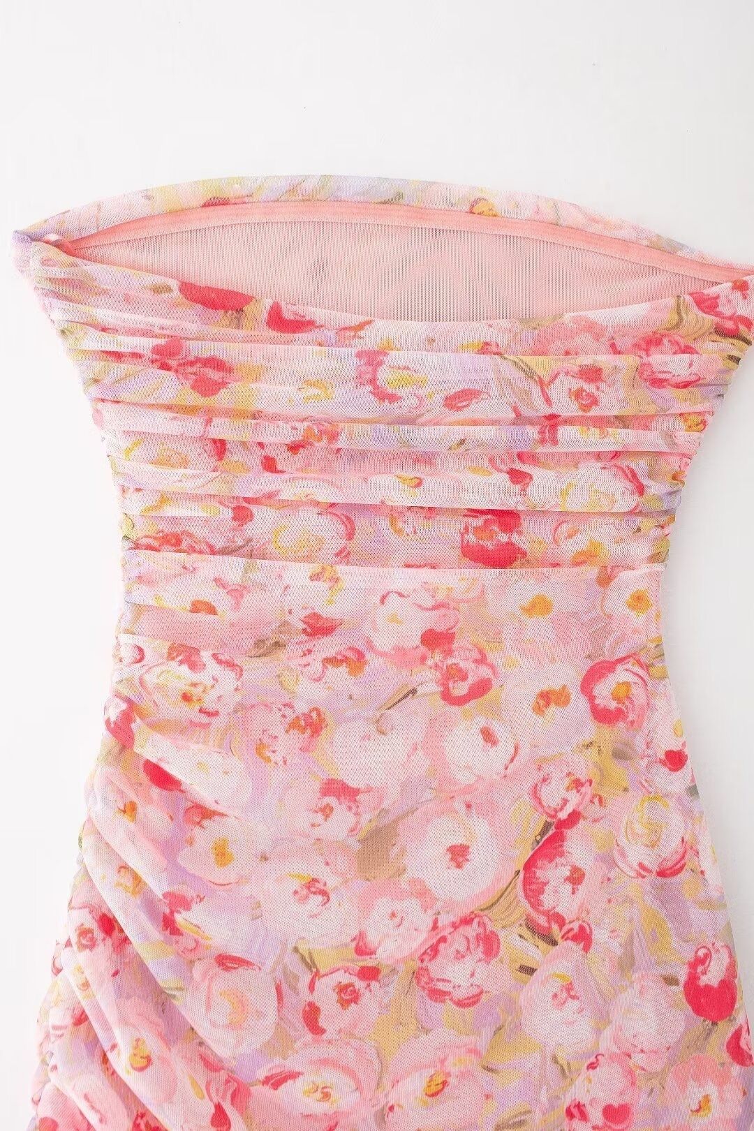 Printed Tulle Sexy Slim Tube Top Dress