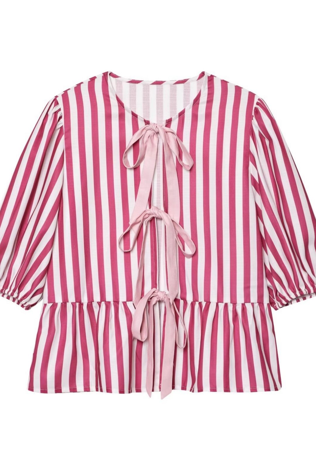 Versatile Vertical Striped Bow Tie Shirt Shorts Set