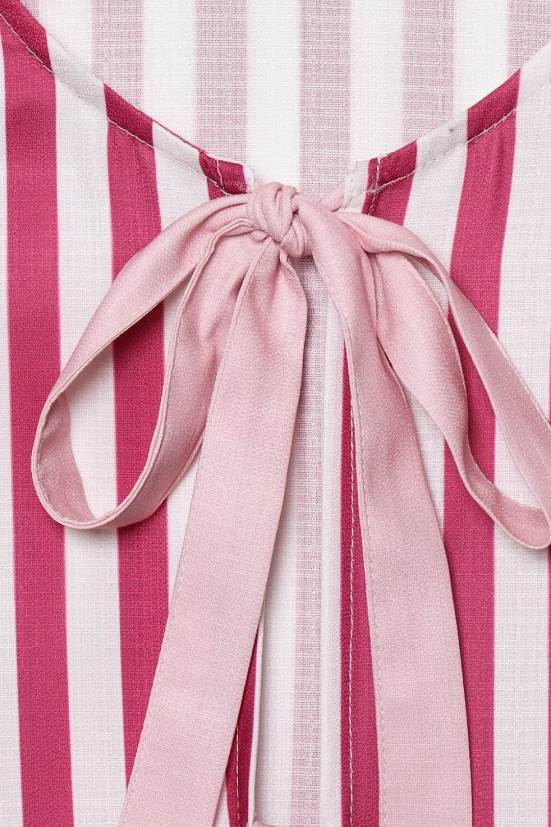 Versatile Vertical Striped Bow Tie Shirt Shorts Set