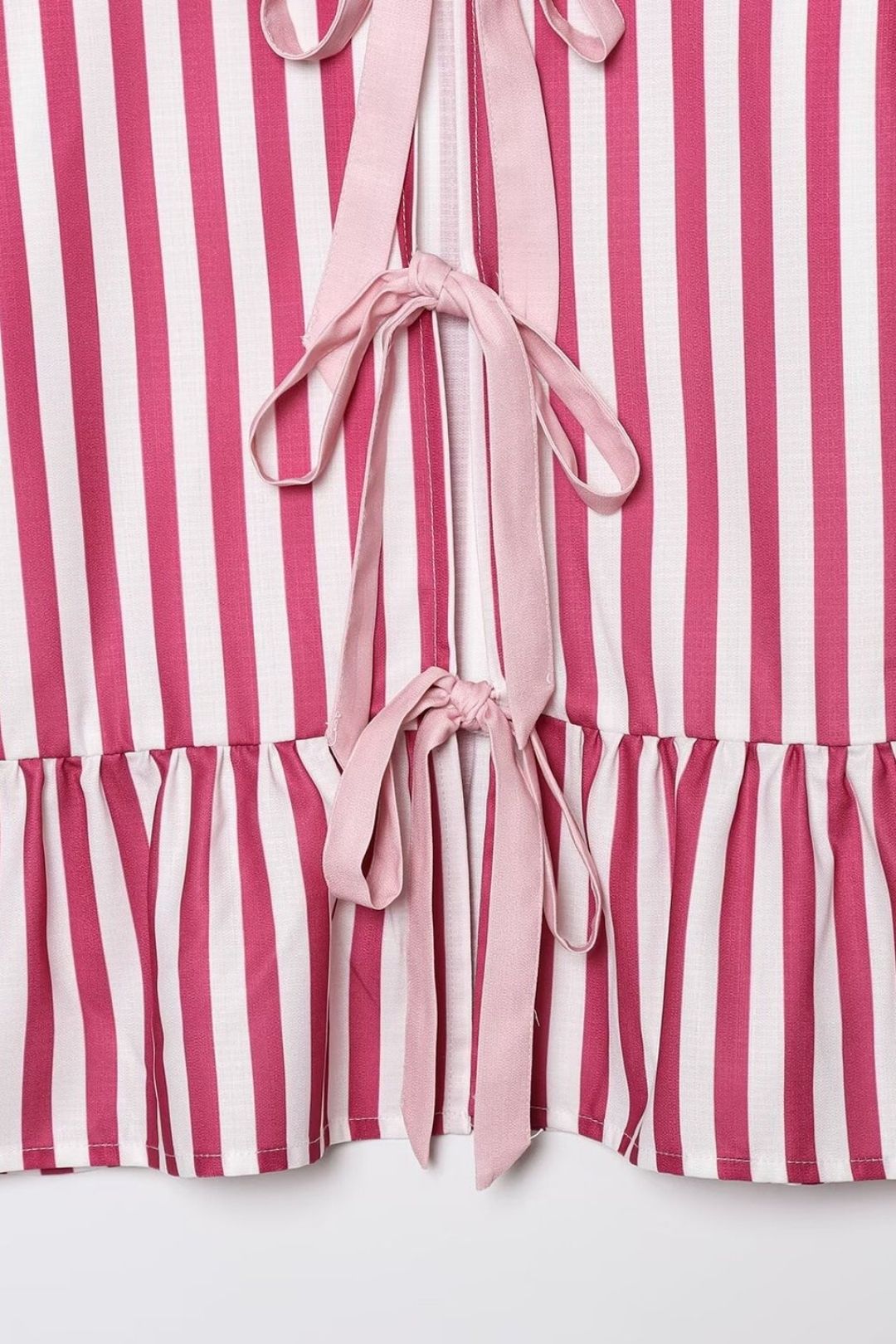 Versatile Vertical Striped Bow Tie Shirt Shorts Set