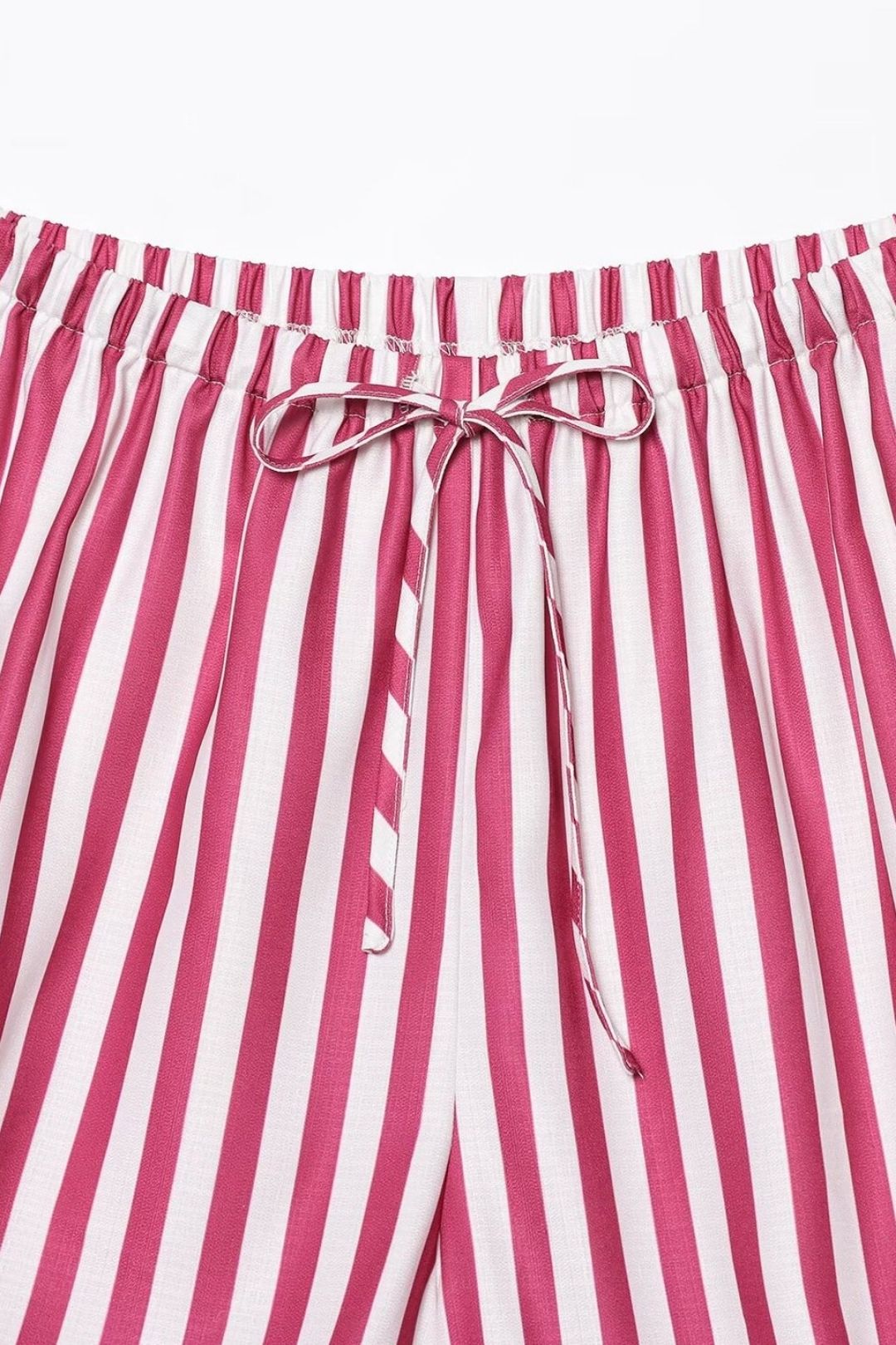 Versatile Vertical Striped Bow Tie Shirt Shorts Set
