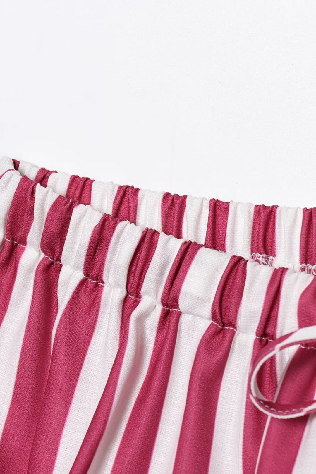 Versatile Vertical Striped Bow Tie Shirt Shorts Set