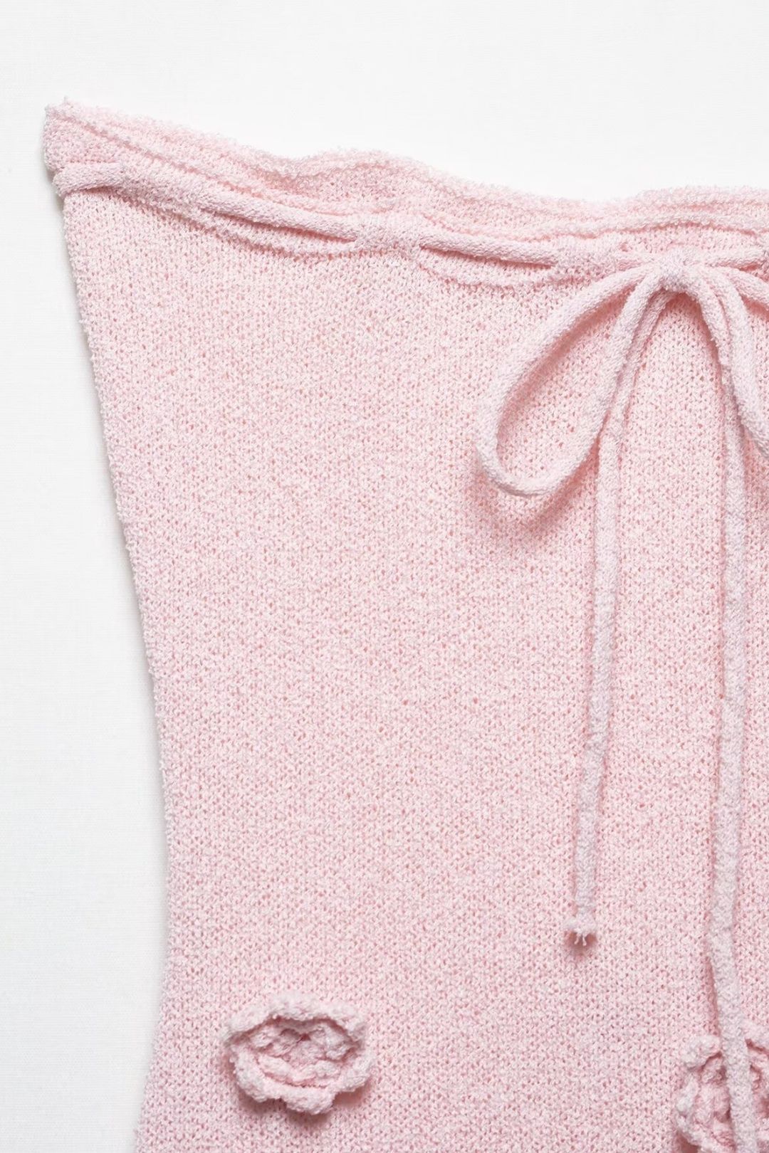 Three-Dimensional Flower Chest Tie Knitted Tube Top Dress