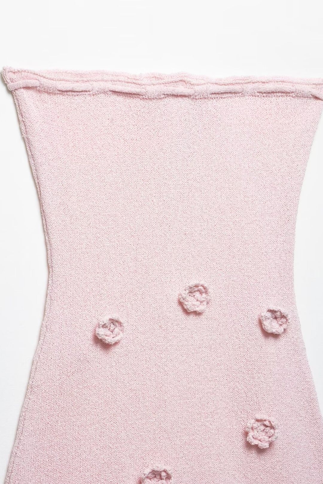 Three-Dimensional Flower Chest Tie Knitted Tube Top Dress