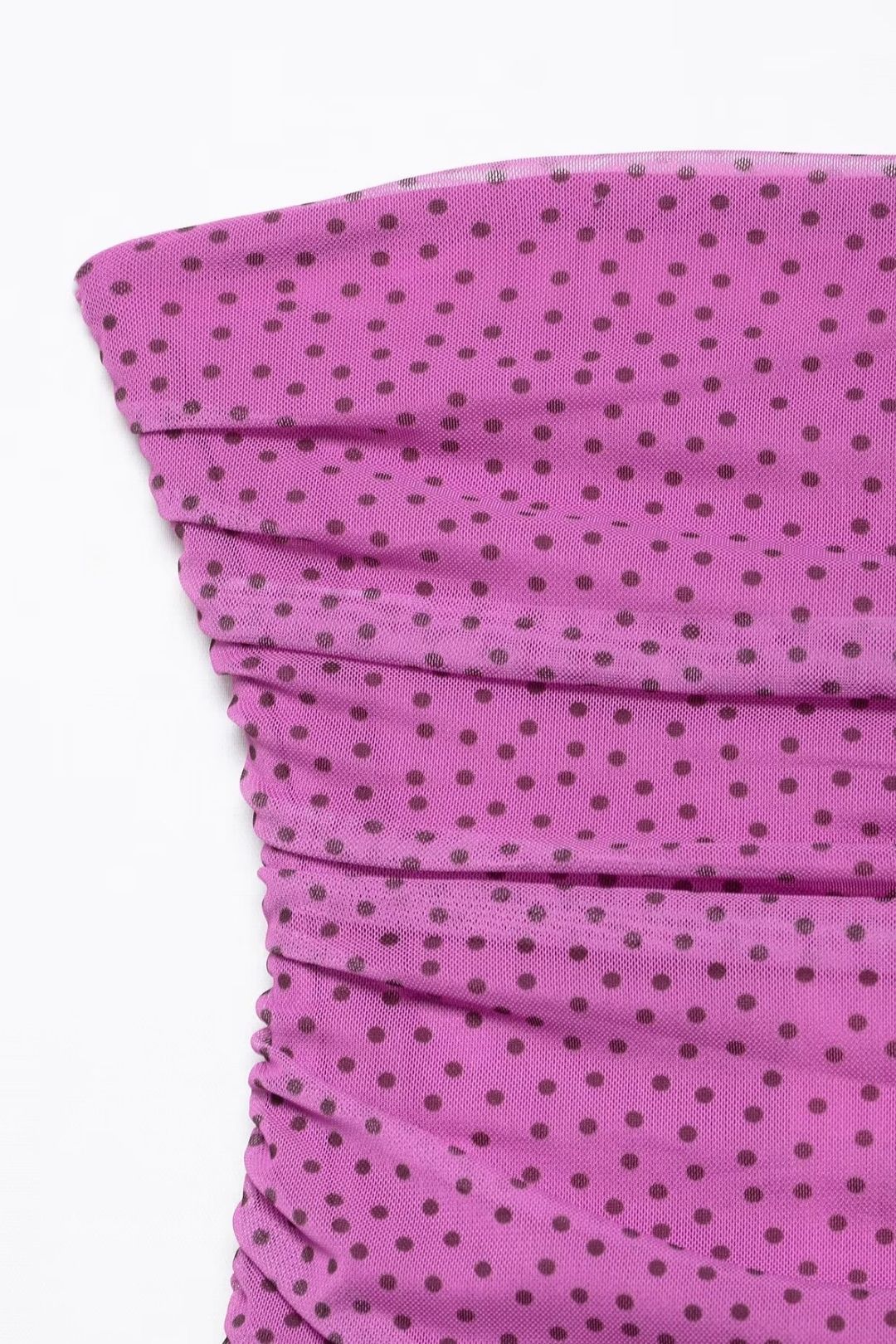 S Clothing Temperament Slim Polka Dot Pleated Off-the-shoulder Tube Top Long Dress