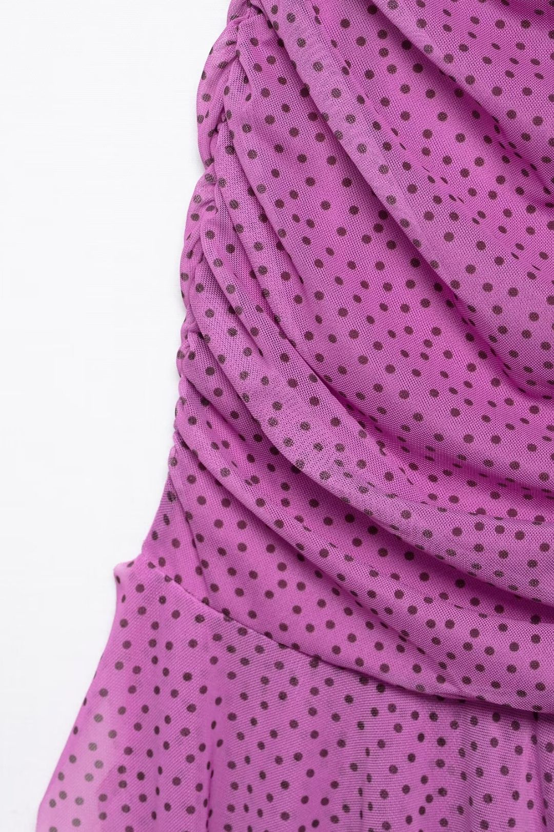 S Clothing Temperament Slim Polka Dot Pleated Off-the-shoulder Tube Top Long Dress