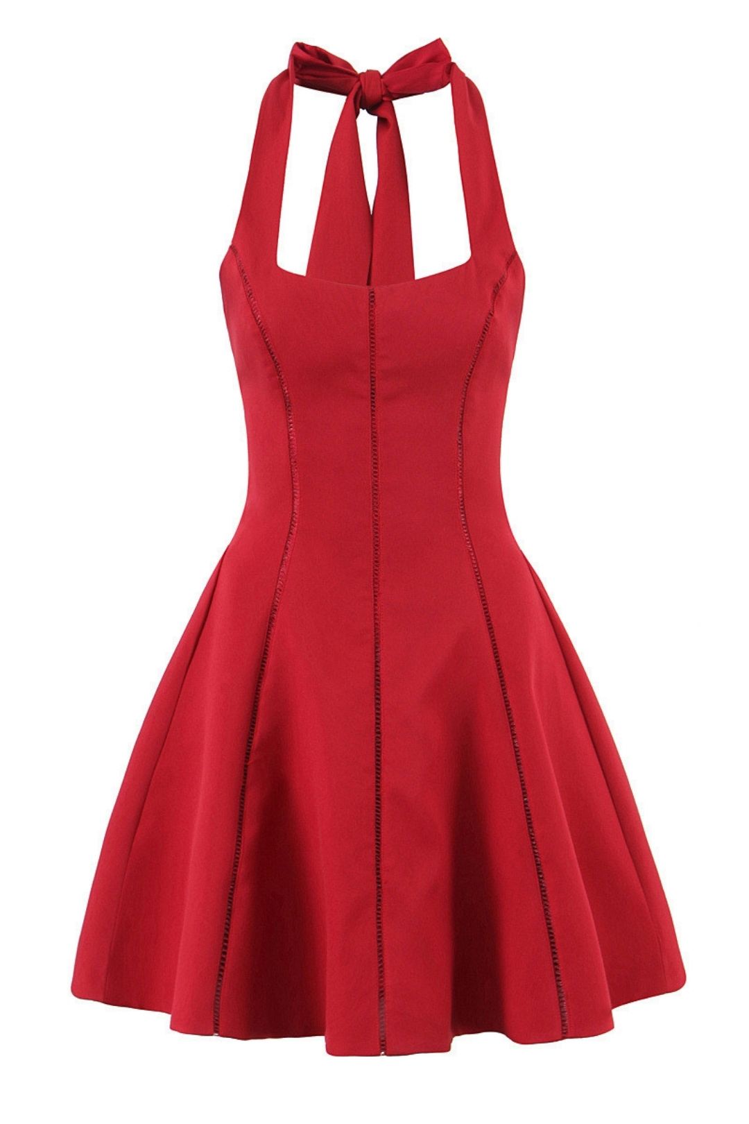 Square Neck Suspenders Waist Slim Retro Mini Skirt Dress