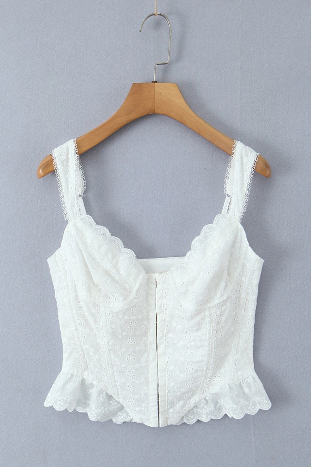 Flower Embroidery Lace Stitching Fishbone Suspender Top