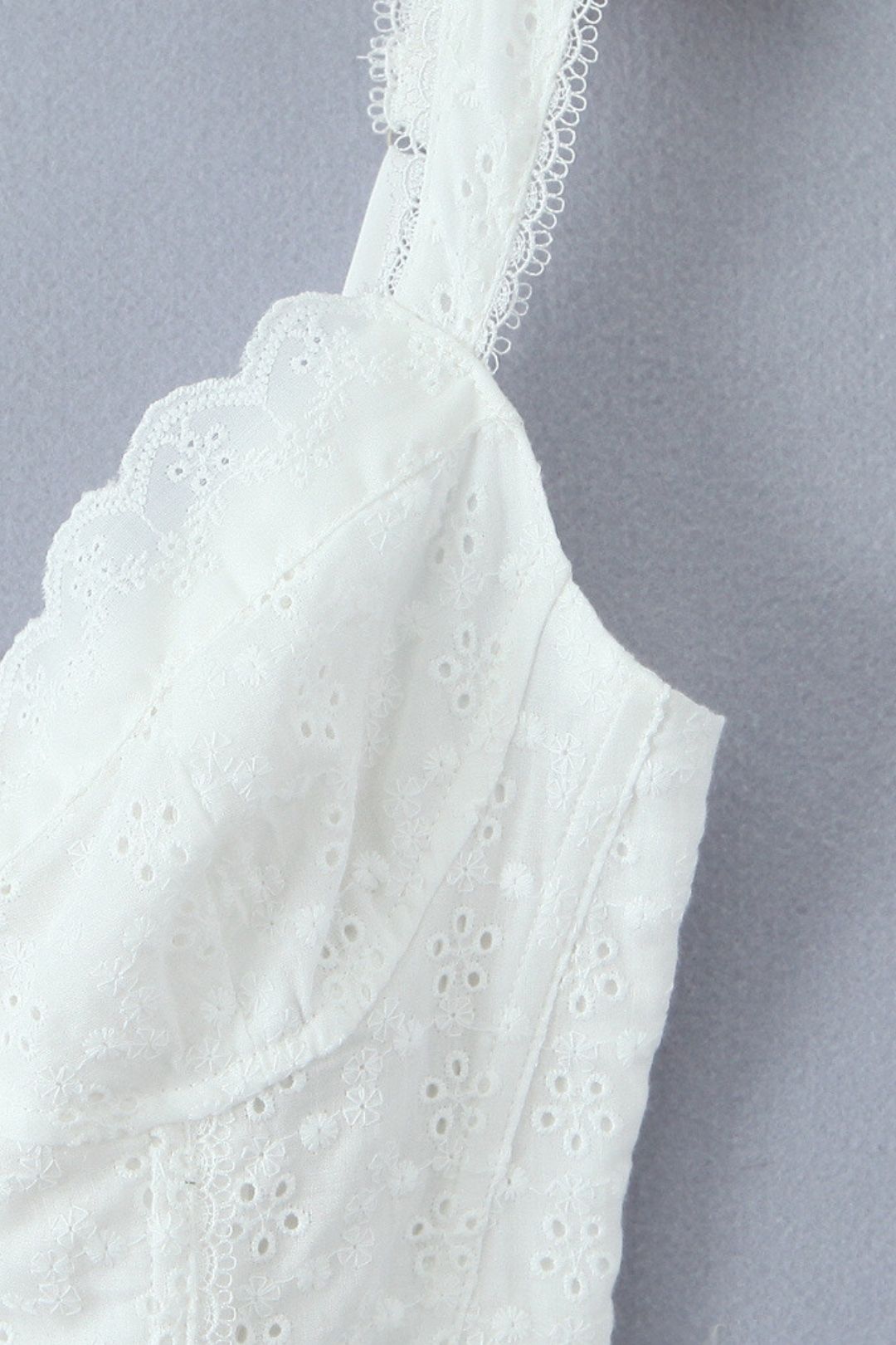 Flower Embroidery Lace Stitching Fishbone Suspender Top