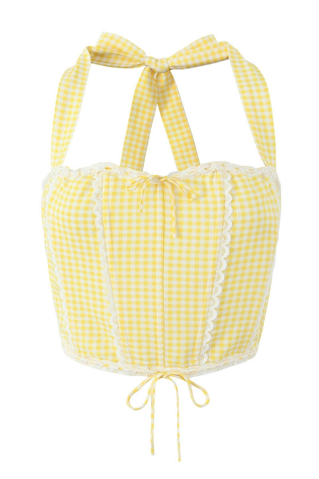 Lace-up Halter Neck Fishbone Suspender Top Skirt