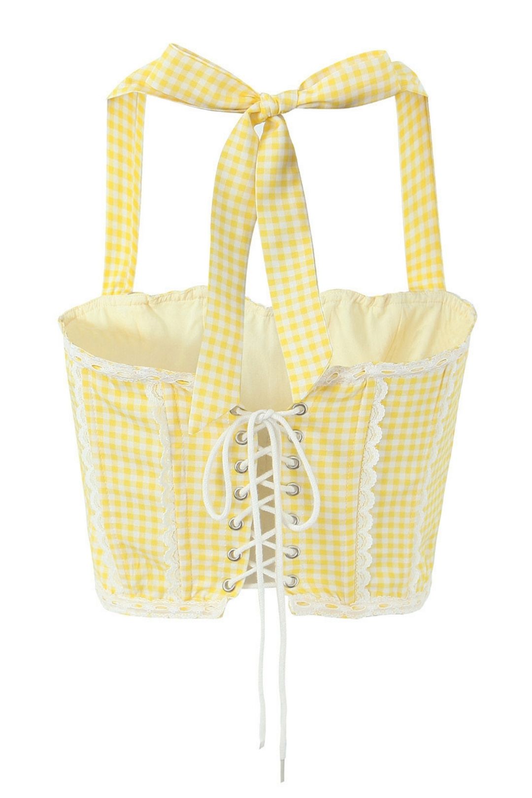 Lace-up Halter Neck Fishbone Suspender Top Skirt