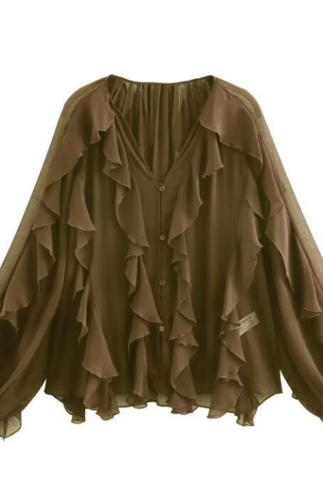 Layered Decoration Fashion V-neck Long-sleeved Shirt